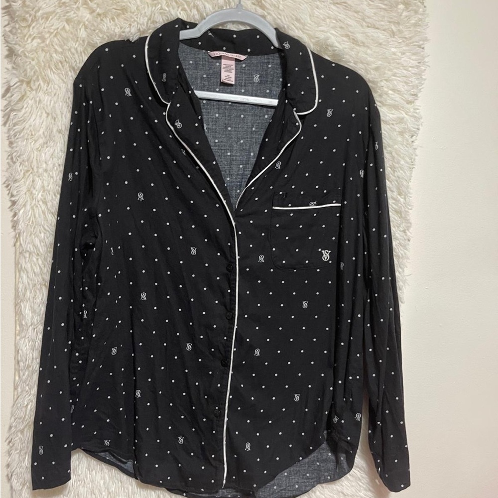 Victoria's Secret Black Pajama Top with White Accents
